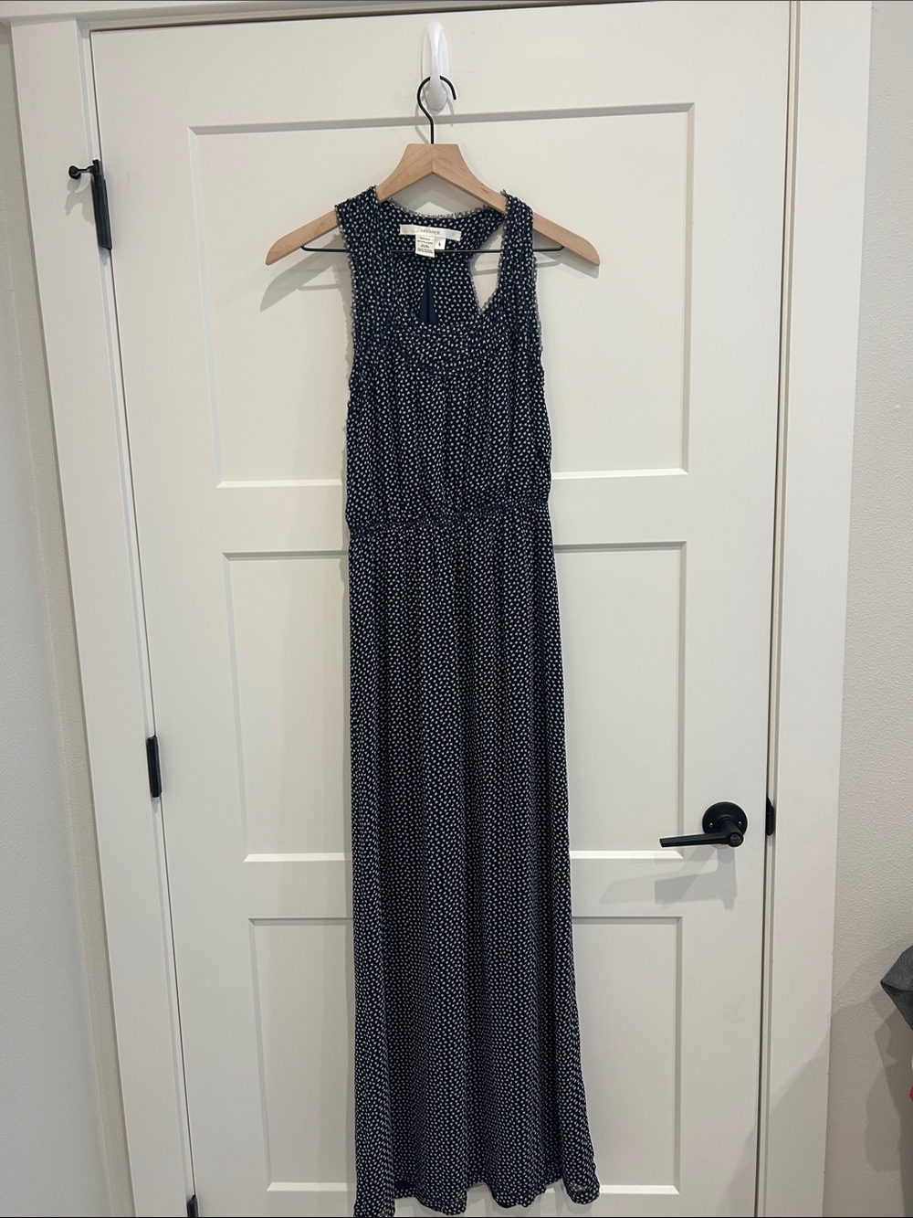 Studio M Navy White Heart Print Sleeveless Maxi Dress Size S